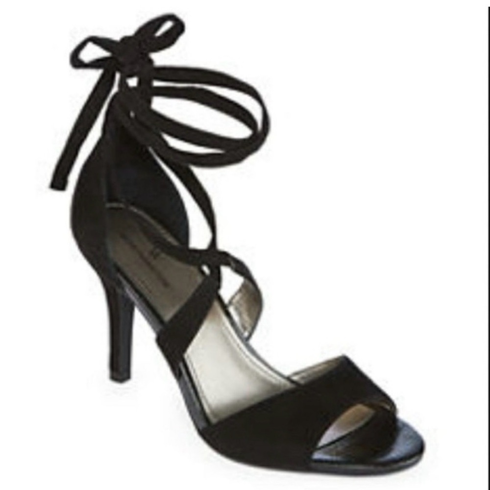 Worthington Elegant Black Lace-Up Ankle Tie 3.5 inch Heels